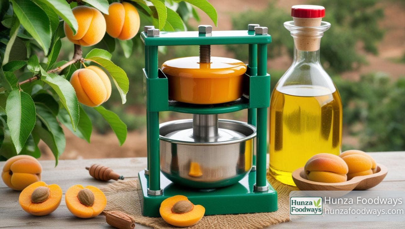 Traditional Cold (Hydraulic) Pressing of apricot oil in hunza valley, Pakistan