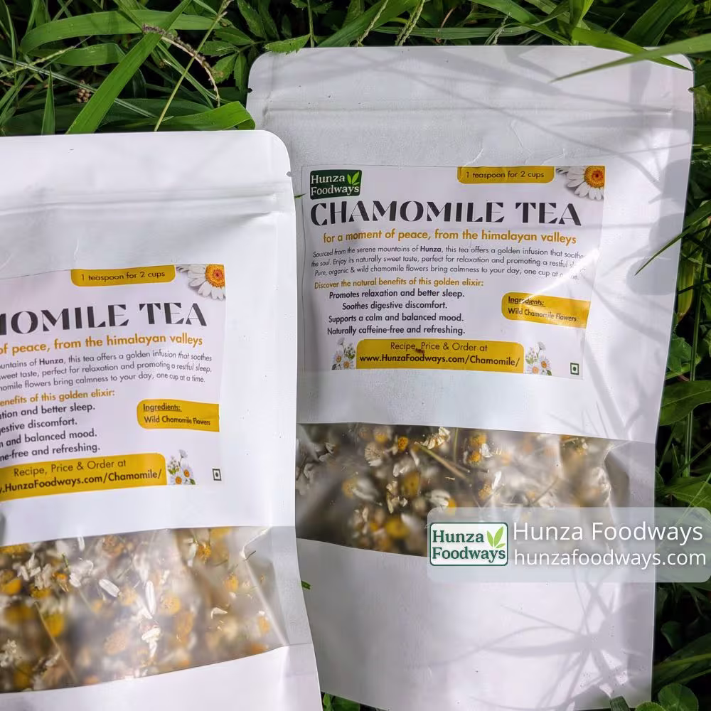 Organic Chamomile Tea in Pakistan by Hunza Foodways – front pack