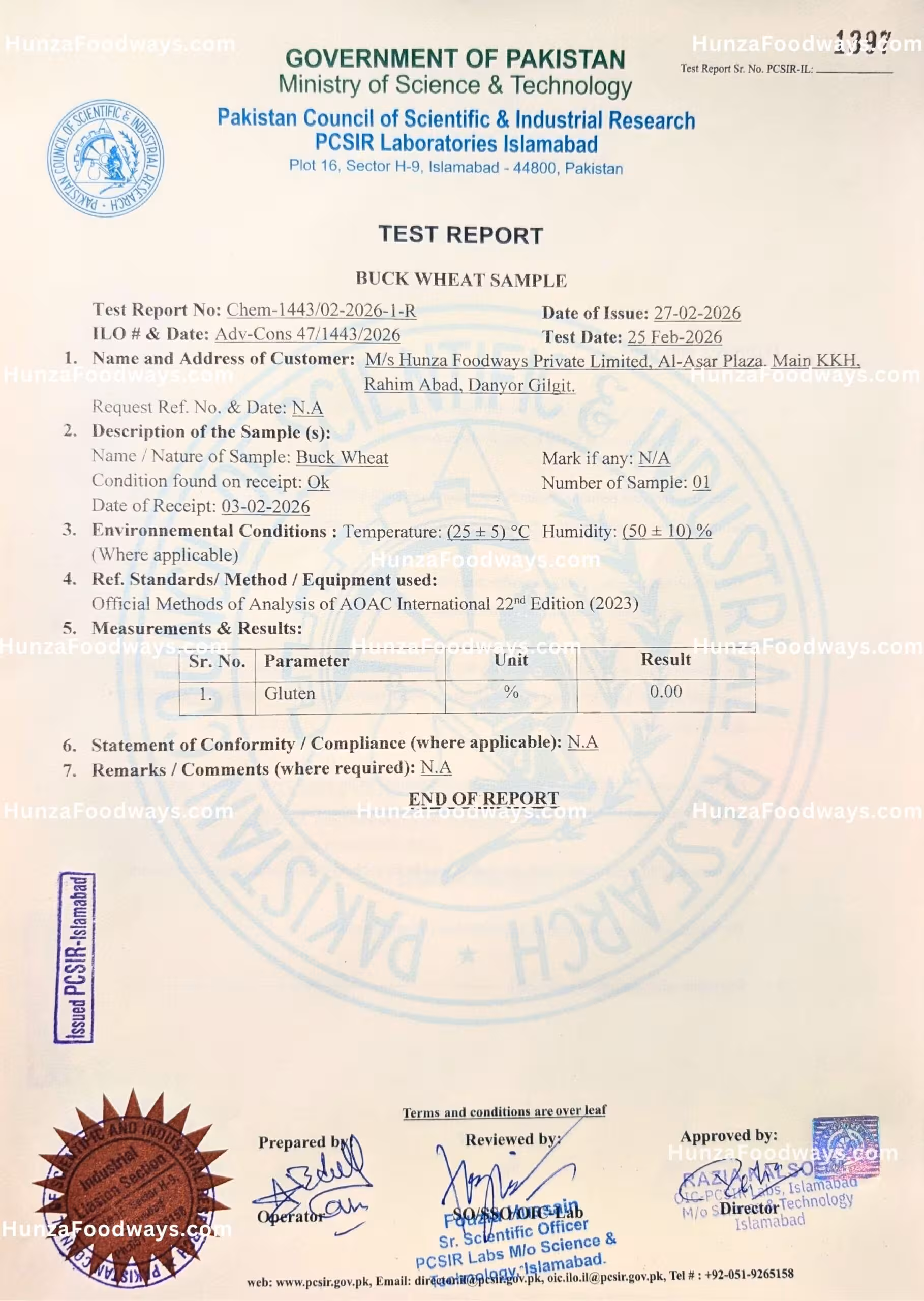 Buckwheat Flour in Paksitan Certified Lab Tested PCSIR