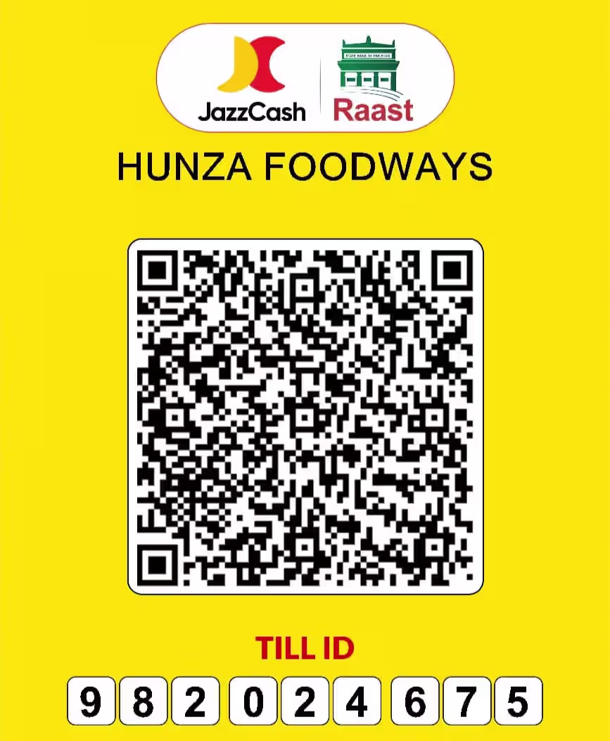 QR code for jazzcash payment to Hunza Foodways